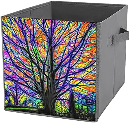 Art Magic Magic Colorful Tree Canvas Bins de Armazenamento Cober