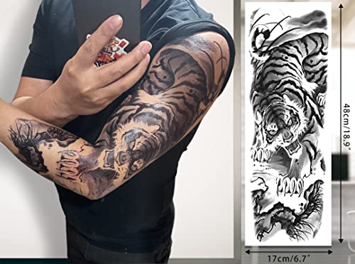 Tatuagem temporária Cuteliili para homens e mulheres 23 folhas, tatuagens de manga japonesa e tatuagens de meio braço para adultos, tatuagens falsas à prova d'água que parecem reais e dicas Long Long Chriatmas presente