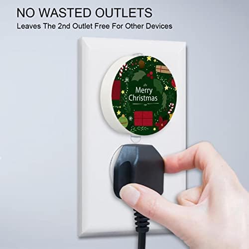 2 Pacote de plug-in Nightlight LED Night Light com Dusk-to-Dawn para o quarto de crianças, viveiro, cozinha, corredor verde Feliz Natal