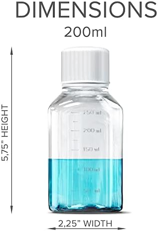 G6 Scientific 250 ml de reagente plástico garrafa de 6 pacotes de armazenamento químico - clear Grate Gradued Policarbonato Plástico à prova de vazamentos