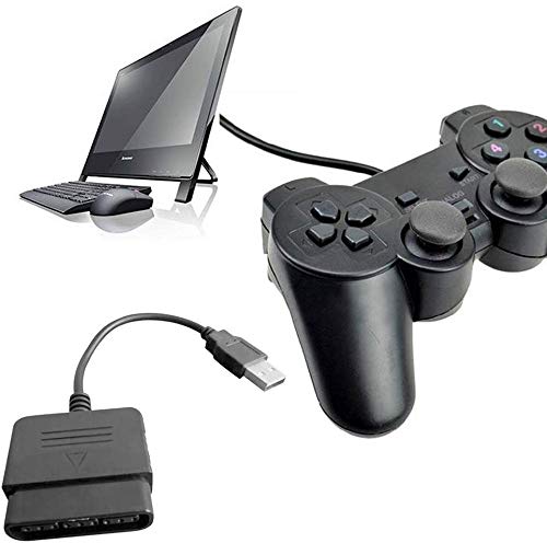 Telez USB 2.0 controlador gamepad joystick adaptador conversor de cabo de cabo compatível com Sony PS1 PS2 Controlador com fio para USB para Sony PlayStation 3 e Cable Converter PC