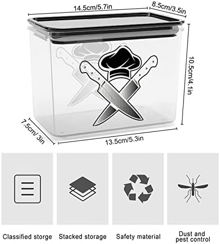 Chef Hat Knife Storage Recectadores Caixa de plástico transparente com tampas de caixas reutilizáveis ​​para lanches de cereais de cozinha Jelly feijões de alimentos secos