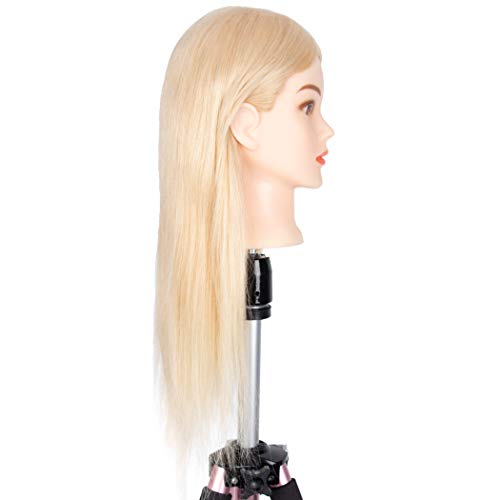 GEX loira Treinamento para cabelos humanos Prática de estilo de cabeça cortante corte de manequim Manikin Head sem grampo de peruca 613#