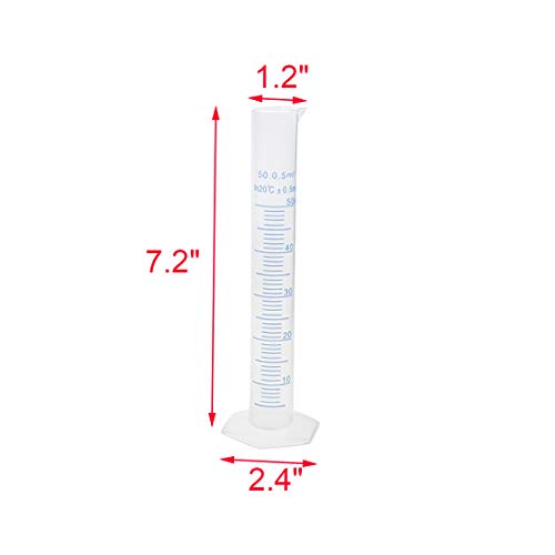 GEESATIS 10 PCS Cilindros de medição de plástico 50 ml de laboratório graduado