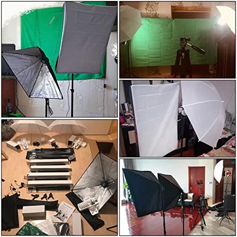 CAMNOON Studio Photography Kit Softbox, incluindo lâmpadas LED de 45W/ 50x70cm SoftBox/ 33 polegadas de fotografia branca Umbrella/ E27 Light Socket/ 2m Light Stands/ 3pcs cenários/ pano de fundo
