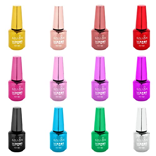 Esmalte de 8 ml de espelho, esmalte colorido brilhante para arte de unhas, rápido seco lindo esmalte de textura metálica brilhante