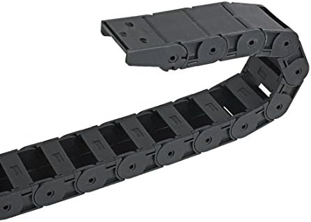 UXCELL R38 18mm x 37 mm de plástico preto semi -fechado Cabo de arrasto transportador de fio de corrente 1m de comprimento