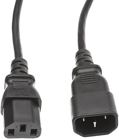 Cabo de extensão de potência de computador/monitor, 6 pés, plugue fêmea C13 a C14, 3 pinos, 18 AWG, SVT, 10 amp, cabo