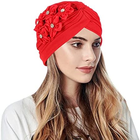 Caps Headwear para mulheres Beanies Casual Cinco Flores pequenas Little Capfe Capéu Capinho Capéu de Cabeça Muslim para