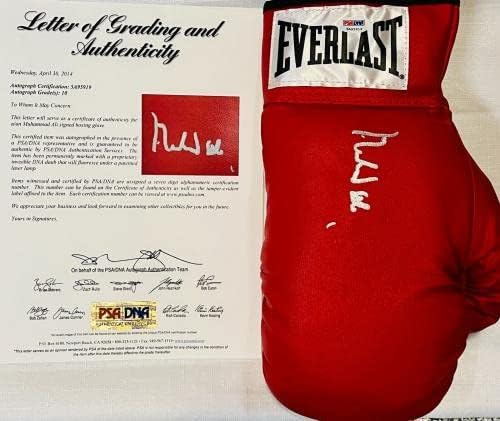 Muhammad Ali assinou luva de boxe de couro prateado PSA DNA ITP Grau 10 LOA 5A95919 - luvas de boxe autografadas