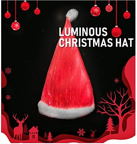 Chapéu de Natal, LED Light Up Luminous Papai Noel, chapéu de férias de Xmas brilhante para adultos, Unisex Velvet Comfort