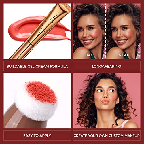 Reddhoon Blush Beauty Wand, bastão de blush de rosto líquido com aplicador de almofada, acabamento fosco natural liso