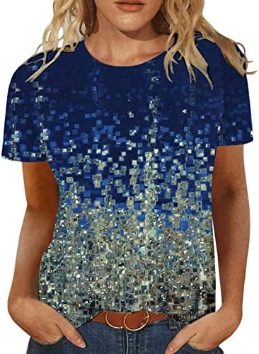 Blusa de manga curta Girls Cotton Crew pescoço Floral Flory Fit Fit Relaxed Fit Lounge Top Tee para Womens SC
