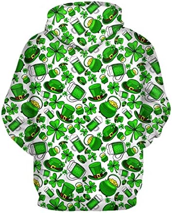 Hoodies do dia de St Patricks para masculino Tops irlandeses Pullover Shamrock Tshirt Casual Sorto Tops