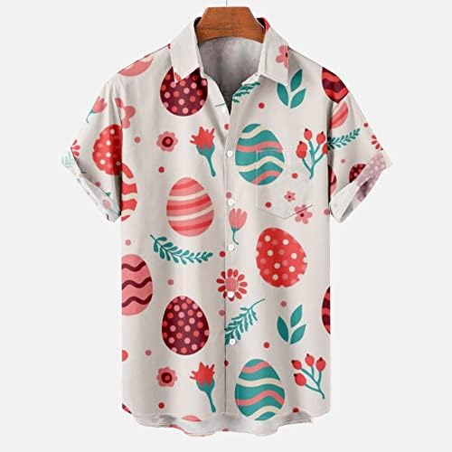 Camisetas t para homens ovos de páscoa impressam as camisetas de lapela de topo masculino de camiseta solta de moda