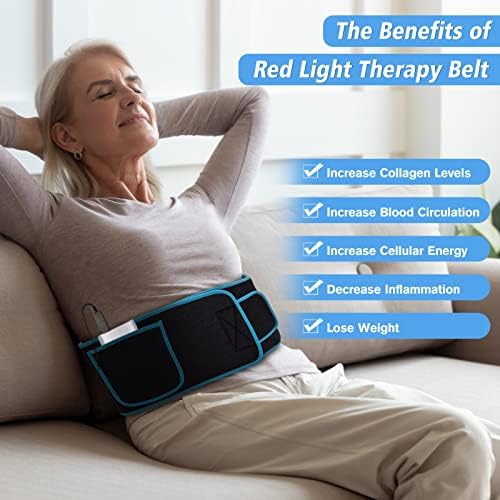 Cinturão de terapia por terapia da luz vermelha para o dispositivo de terapia com luz vermelha com timer-660nm e 850nm para relaxamento muscular corporal, diminuir a inflamação, aliviar a dor nas articulações ou nas costas, o corpo de embrulho de gordura