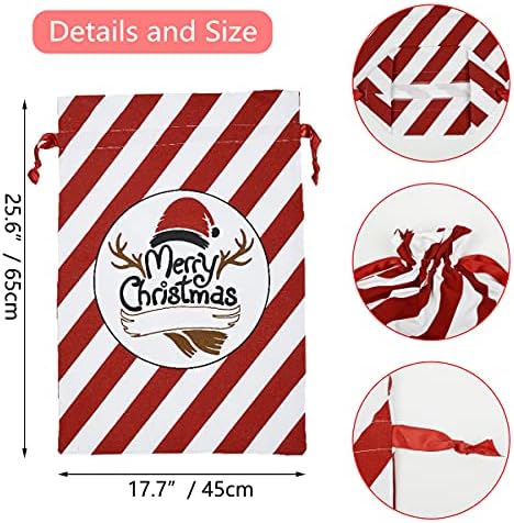 Christmas Santa Sacks 2pcs Palavras de Santa personalizadas Bolsas de Natal grandes apresenta sacolas com tela reutilizável de cordão Papai Noel apresenta presentes Candy Treats Tamanho do armazenamento 17,7 x 25,6 e 19,7 x 27,5