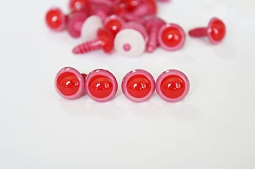 Ttbhuong 40pcs/lote --- 10mm 12mm 14mm 16mm 18mm 20mm 24mm 24 mm RED Rosa Rosa Olhos de segurança com arruela para boneca de luxuoso DIY Puppet