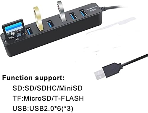 LMMDDP Hub USB 2.0 Multi USB 2.0 Hub USB Splitter de alta velocidade 6 USB CARDE LEITOR USB Laptop para PC