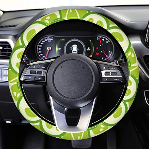 Greling de fibra de carbono de limão verde Roda de direção 3D Adesivo interno do botão da roda decorativa acabamento