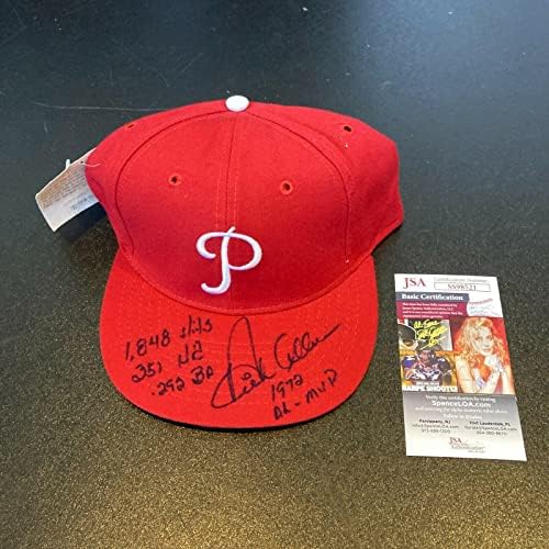 Dick Allen assinou estatísticas fortemente inscritas Philadelphia Phillies Hat JSA Coa - Chapéus autografados