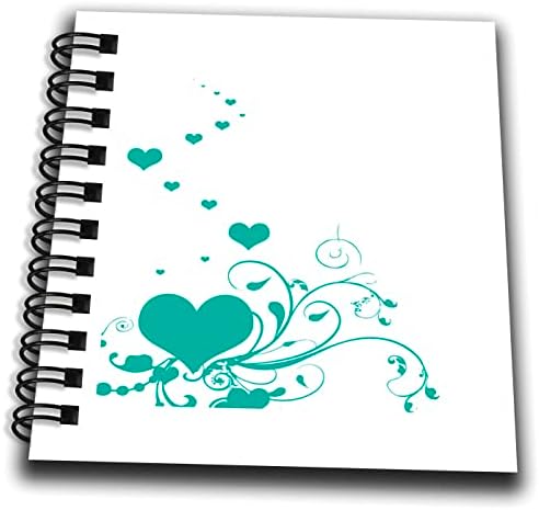 3drose aquamarina corações e folhas de curlicue com amor - desenho de livros