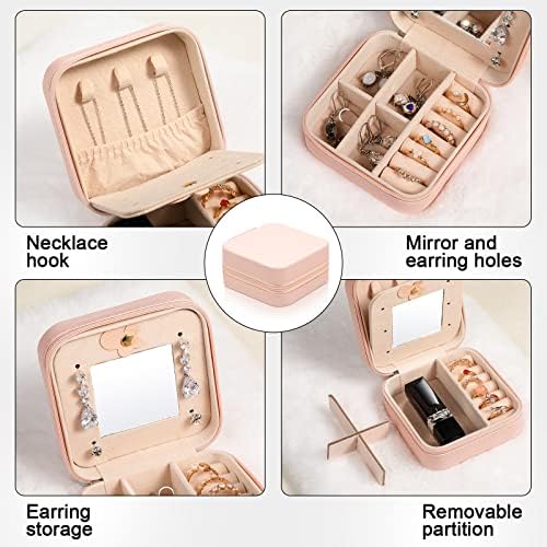 Yinkin 6 peças Caixa de joalheria de viagem caixas de presente de dama de honra Caixa de jóias de viagem para mulheres meninas caixas de jóias pequenas Caixa de armazenamento Mini Organizador de armazenamento