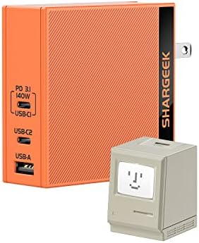 Shargeek USB C Charger 140W Carregador de parede e carregador de parede Retro 35 com carregador de GaN Smart LED LED