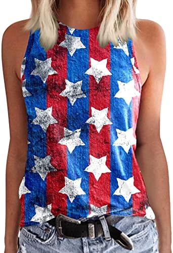 Tanque de bandeira americana Top Women Workout Exercício dos EUA Flag listra estrela camisetas camisetas tripulantes