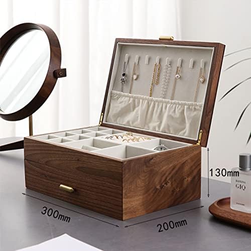 Iriver em branco Caixa de armazenamento de jóias de jóias de madeira maciça de alta qualidade Senhoras Retro Retro Colares Bracelete