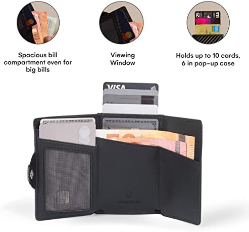 Donbolso Carteira Flip I Slim Carteira Com Flip Case I Purse de couro com Proteção RFID I Suporte para Cartão de até 10 cartas I