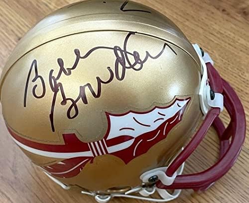 Bobby Bowden Travis Menor assinado Autografado Auto Florida State Mini capacete JSA - Mini capacetes da faculdade autografados