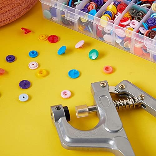Kit de botão de snap tamanho 20 de plástico com alicate, clipes, ferramentas, caixa
