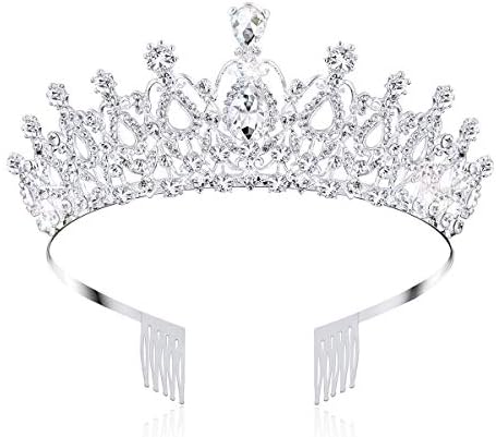 AOPRIE Tiaras e coroas para mulheres Princesa de prata Tiara para meninas coroas de cristal e acessórios de cabelo de tiaras para