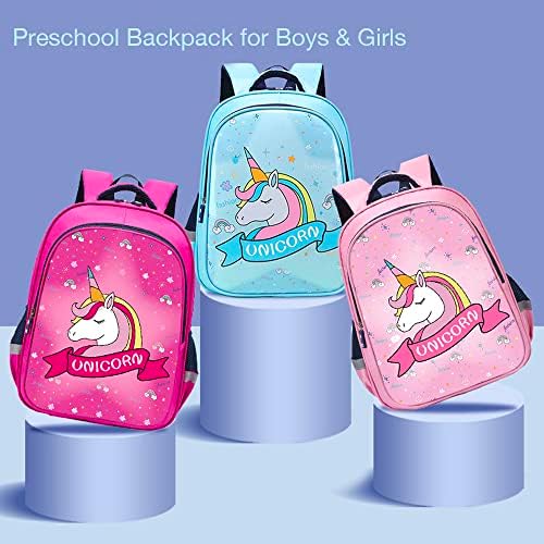 Unicórnio de mochila para crianças rosa lésnicas para meninos e meninas, 38 * 28 * 16 cm de mochila de jardim de