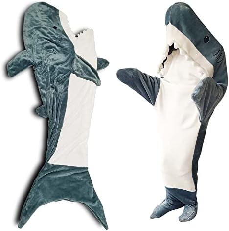 Bobertor de tubarão super macio de flanela de flanela tubarão saco de dormir de tubarão cauda lã de lã vestível arremesso para