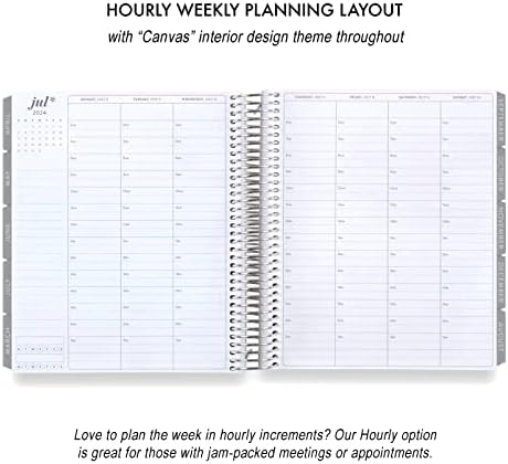 7 x 9 Planejador de vida em espiral de 12 meses - Planejador de cores - Capas de coloridas + Harmonia Páginas interiores neutras. Agenda por semana e mensal por hora de Erin Condren.