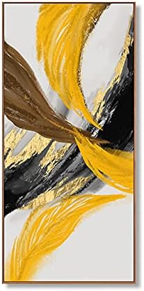 MKMKL Pintura a óleo tridimensional pintada à mão, pintura de lona decorativa abstrata vertical abstrata, pintura a óleo de obras de arte colorida com moldura, marrom, 20x39in
