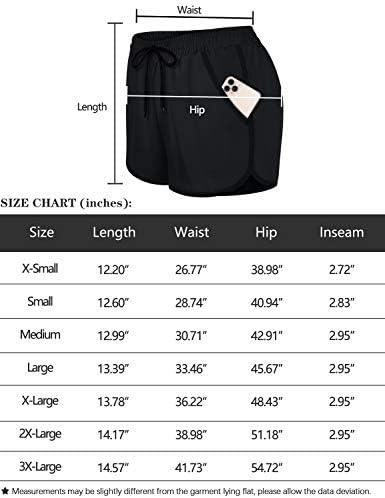 Fulbelle 2 em 1 shorts de exercícios atléticos para mulheres XS-3XL Camada de dupla camada elástica shorts de cintura com bolsos