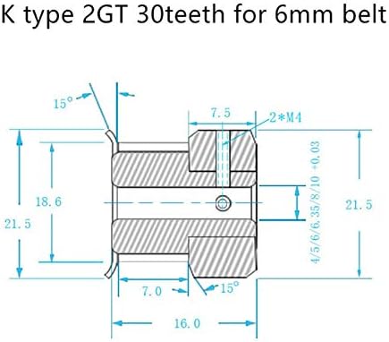 Polia de cronometragem de 30 dentes de 30 dentes mecânicos, furo de 5 mm 6mm 6,35 mm 8mm 10mm, para correia usada na polia linear