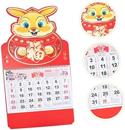 Bestoyard 2pcs 2023 Ano da decoração do calendário de coelho Decoração do calendário chinês Chinoiserie decoração pendurada