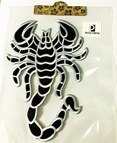 Patch Portal grande escorpião preto e branco de 11 polegadas xxl DIY Aplique Ferro bordado em animais de bordado
