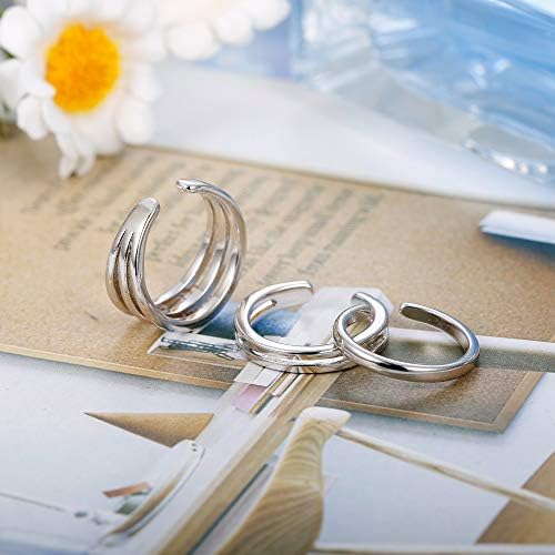 Sllaiss 925 Sterling Silver Minimalist Toe Rings Definir um anel de banda fino aberto simples ajustável para mulheres meninas