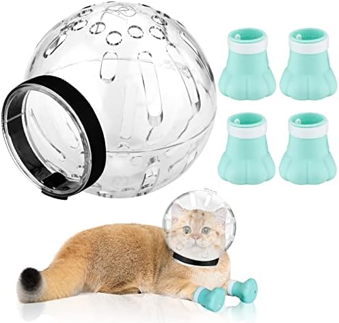 Focinho de gato e botas, capuz de capacete de bolha respirável de gato e tampas de garra de gato de gato de 4 pacote de 4 pack