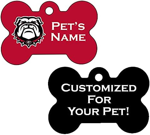 Georgia Bulldogs UGA Licenciado oficialmente Pet Id Dog Tag | Dupla face | Personalizado para o seu animal de estimação