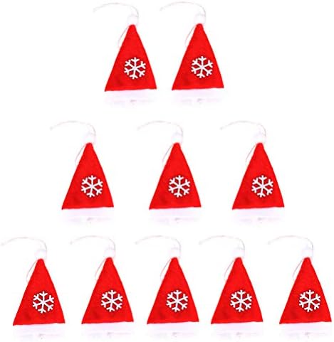 Abaodam 10pcs Cutter de Natal e bolsas de garfo Mini chapéu de Santa em forma de tampa de tabela de talheres saco de garrafa de garrafa de garrafa