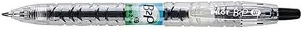 Pilot B2P Bottle 2 caneta caneta recarregável e retrátil Roller de gel feita de garrafas recicladas, barril transparente, ponto fino, pacote 4, tinta preta
