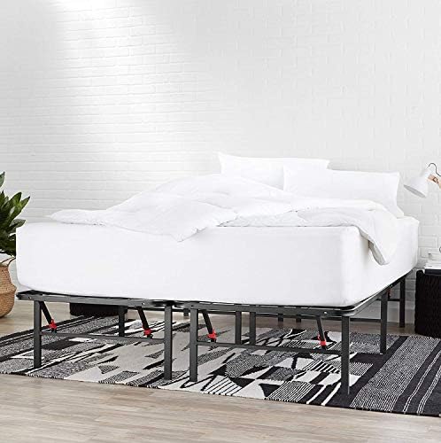 Basics Basics dobrável Metal Platform Bed Frame com configuração sem ferramentas, 14 polegadas de altura, cheia, preto