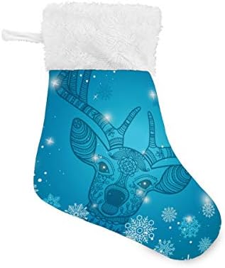 Alaza Christmas meias veados flocos de neve doodle de inverno clássico clássico personalizado decorações de meia para férias de férias em família Conjunto de decoração de 4,7,87