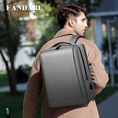 Fandare Laptop Backpack Business Daypacks Viaja uma mochila grande com a bolsa USB Charging Port College School Fits de 15,6 polegadas Laptop para masculino Rucksack Grey B